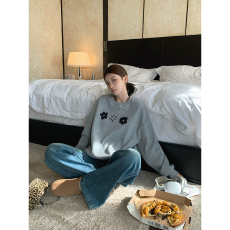 批发官图 实价 仿棉华棉复合-薄款310g加绒400g 圆领卫衣女印花跨境