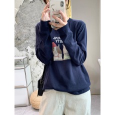 批发官图 21支纯棉-210克100%棉 2026春装<b class='q'>长袖</b><b class='q'>T</b><b class='q'>恤</b>女宽松上衣印花