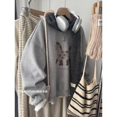 批发<b class='q'>韩国</b>外贸 华棉复合-薄款/加绒 秋冬装加绒圆领<b class='q'>卫衣</b>女印花宝宝绒