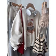 批发<b class='q'>韩国</b>外贸 华棉复合-薄款/加绒 秋冬装加绒圆领<b class='q'>卫衣</b>女印花宝宝绒