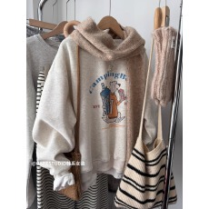 批发<b class='q'>韩国</b>外贸 华棉复合-薄款/加绒 秋冬装加绒圆领<b class='q'>卫衣</b>女印花宝宝绒