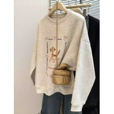 批发<b class='q'>韩国</b>外贸 华棉复合-薄款/加绒 秋冬装加绒圆领<b class='q'>卫衣</b>女印花宝宝绒