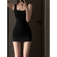 批发夏季韩版纯色吊带连衣裙打底衫女新款纯棉修身百搭裙子