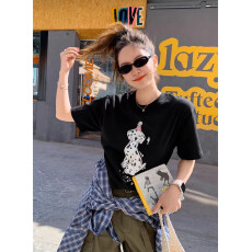 批发官图 21支纯棉-210克100%棉 2026年春夏装短袖T恤女韩版印花