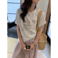 批发21支纯棉-210克100%棉 2026年春<b class='q'>夏</b>装短袖T恤女韩版印花