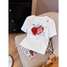 批发40支纯棉-220克 92%棉8%氨纶 正肩短袖T恤女<b class='q'>印花</b>