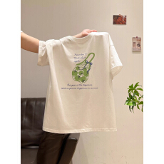 官图 21支纯棉-210克100%棉 2026年春夏装短袖T恤女韩版印花