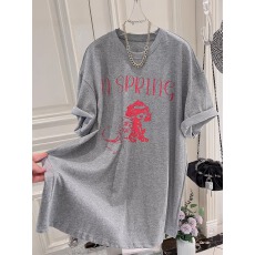 批发21支纯棉-210克100%棉 2026年春夏装短袖<b class='q'>T</b><b class='q'>恤</b>女<b class='q'>韩版</b>印花