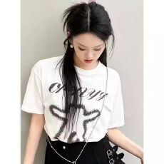 批发棉 2026年春夏装短袖T恤女韩版<b class='q'>印花</b>