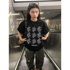 官图 21支纯棉-210克100%棉 2026年春夏装短袖T恤女韩版印花