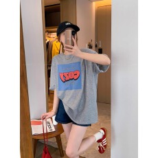 官图 21支纯棉-210克100%棉 2026年春夏装短袖T恤女韩版印花