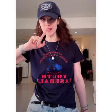 批发官图 实价 40支纯棉-220克 92%棉8%氨纶 正肩短袖T恤女印花