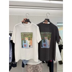 官图 21支纯棉-210克100%棉 2026年春夏装短袖T恤女韩版印花