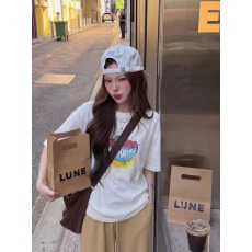 批发官图 21支纯棉-210克棉 夏装韩系短袖T恤女韩版宽松大码印花