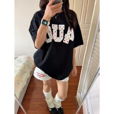 2026韩国外贸新款休闲 夏装韩系短袖T恤女韩版宽松大码印花