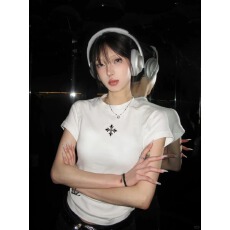 批发韩系纯棉<b class='q'>打底衫</b>女2026夏季新款卡通印花圆领百搭短袖T恤宽松上衣