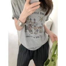 批发官图 21支纯棉-210克棉 夏装韩系短袖T恤女<b class='q'>韩版</b>宽松<b class='q'>大码</b>印花