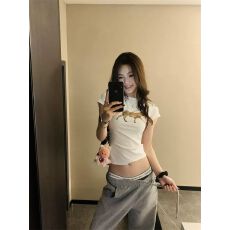 批发韩系纯棉<b class='q'>打底衫</b>女2026夏季新款卡通印花圆领百搭短袖T恤宽松上衣