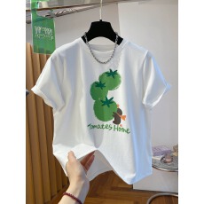 批发韩系纯棉<b class='q'>打底衫</b>女2026夏季新款番茄印花圆领百搭短袖T恤<b class='q'>宽松</b>上衣