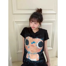 批发韩系纯棉<b class='q'>打底衫</b>女2026夏季新款卡通印花圆领百搭短袖T恤宽松上衣