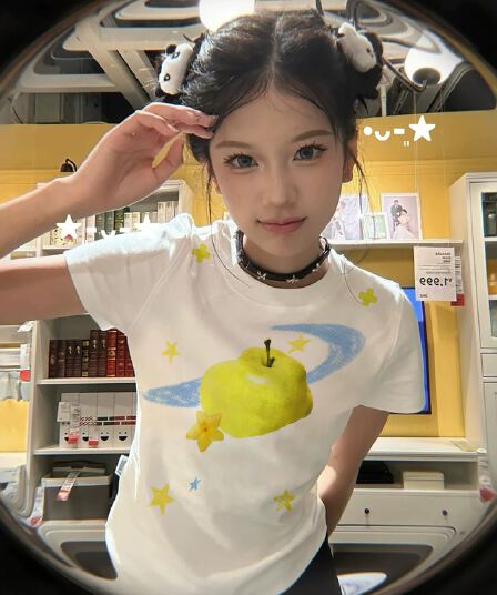 2026 년 한국 대외 무역 주문 캐주얼 패션 92 면 8 암모니아 Lun 긍정적 인 어깨 반팔 티셔츠 여성 프린트