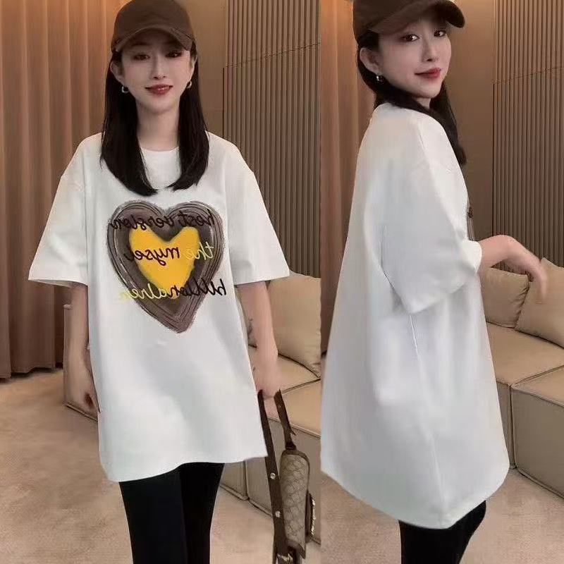 경관 그림 21 순면 210 그램 이후 패키지 칼라 여름 드레스 한 부서 반팔 티셔츠 여성 한국 스타일 루즈핏 빅 사이즈 프린트