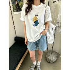 批发官图 21支纯棉-210克 后包领 夏装韩系短袖T恤女<b class='q'>韩版</b><b class='q'>宽松</b>大码印花