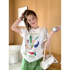 批发官图 21支纯棉-210克 后包领 夏装韩系短袖T恤女<b class='q'>韩版</b>宽松<b class='q'>大码</b>印花