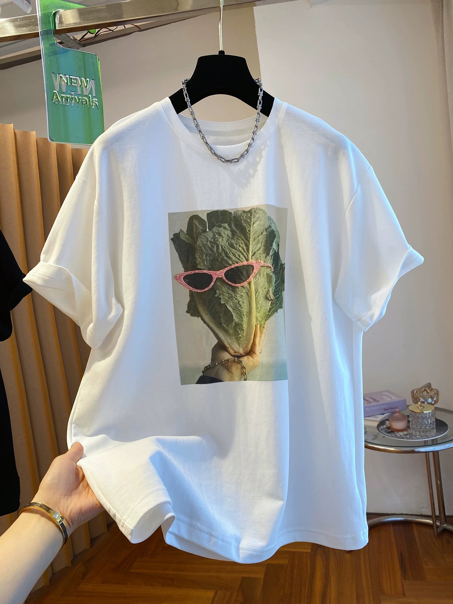 경관 그림 21 순면 210 그램 이후 패키지 칼라 여름 드레스 한 부서 반팔 티셔츠 여성 한국 스타일 루즈핏 빅 사이즈 프린트