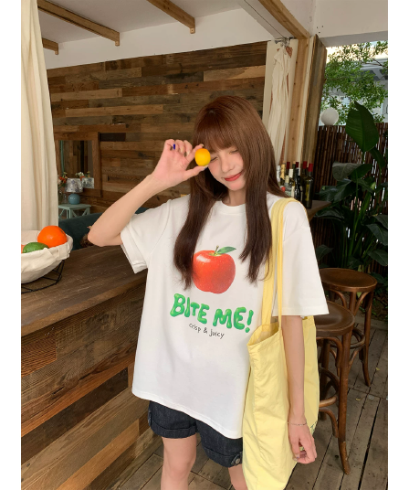 2026 한국 대외 무역 새로운 이후 패키지 칼라 여름 드레스 한 부서 반팔 티셔츠 여성 한국 스타일 루즈핏 빅 사이즈 프린트