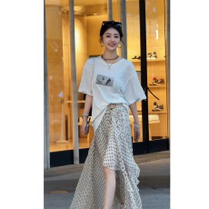 官图 21支纯棉-210克 后包领 夏装韩系短袖T恤女韩版宽松大码印花