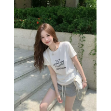 批发40支纯棉-220克 92%棉8%氨纶 正肩短袖<b class='q'>T</b><b class='q'>恤</b>女印花