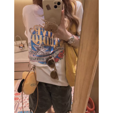 夏装韩系短袖T恤女韩版宽松大码印花