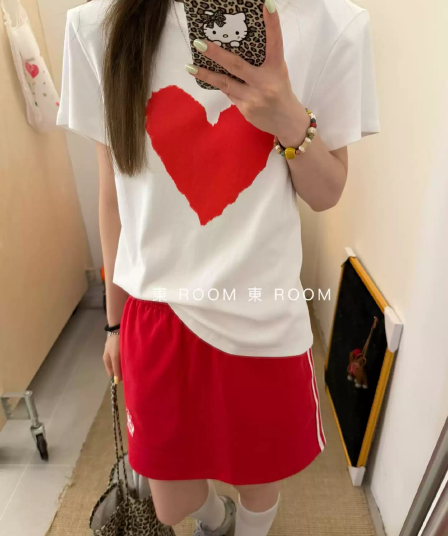 경관 그림 21 순면 210 그램 이후 패키지 칼라 여름 드레스 한 부서 반팔 티셔츠 여성 한국 스타일 루즈핏 빅 사이즈 프린트