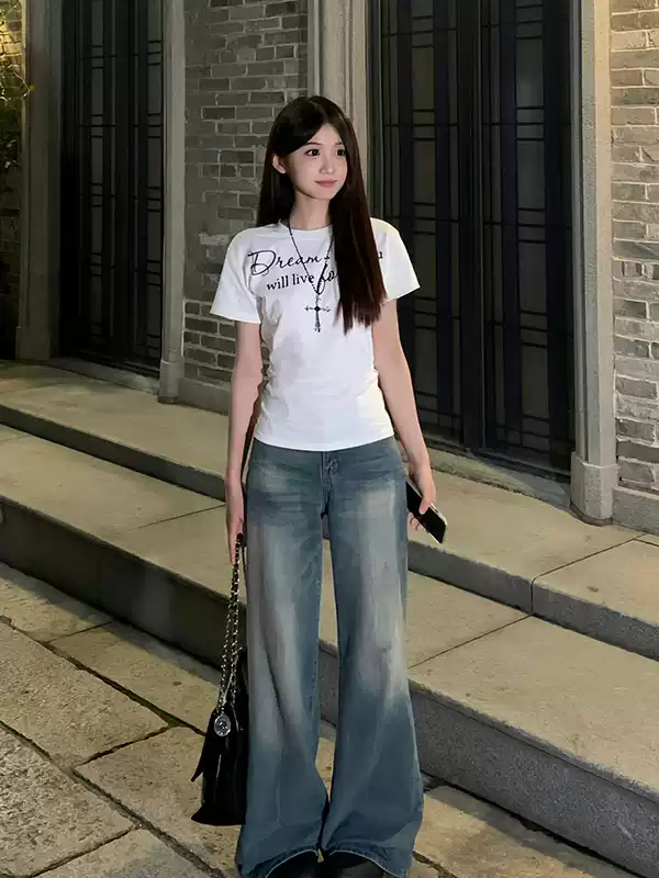 2026 한국 대외 무역 주문 캐주얼 패션 새로운 92 면 8 암모니아 Lun 긍정적 인 어깨 반팔 티셔츠 여성 프린트
