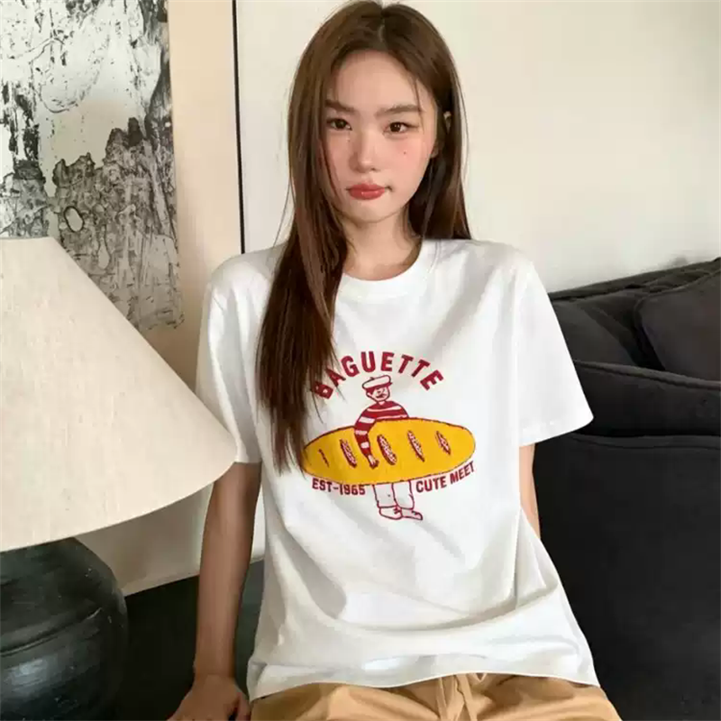 경관 그림 21 순면 210 그램 이후 패키지 칼라 여름 드레스 한 부서 반팔 티셔츠 여성 한국 스타일 루즈핏 빅 사이즈 프린트