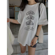 官图 21支纯棉-210克 后包领 夏装韩系短袖T恤女韩版宽松大码印花
