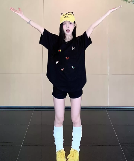 경관 그림 21 순면 210 그램 이후 패키지 칼라 여름 드레스 한 부서 반팔 티셔츠 여성 한국 스타일 루즈핏 빅 사이즈 프린트