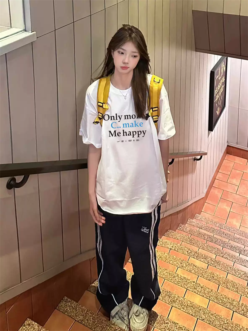 경관 그림 21 순면 210 그램 이후 패키지 칼라 여름 드레스 한 부서 반팔 티셔츠 여성 한국 스타일 루즈핏 빅 사이즈 프린트