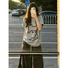 批发官图 21支纯棉-210克 后包领 夏装韩系<b class='q'>短袖</b>T恤<b class='q'>女</b>韩版宽松大码印花