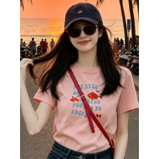 批发官图 21支纯棉-210克 后包领 夏装韩系短袖T恤女韩版<b class='q'>宽松</b><b class='q'>大码</b>印花