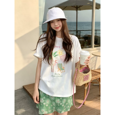 批发官图 21支纯棉-210克 后包领 夏装韩系短袖T恤女韩版<b class='q'>宽松</b><b class='q'>大码</b>印花