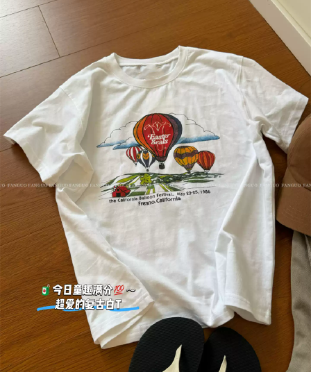 여름 드레스 한 부서 반팔 티셔츠 여성 한국 스타일 루즈핏 빅 사이즈 프린트