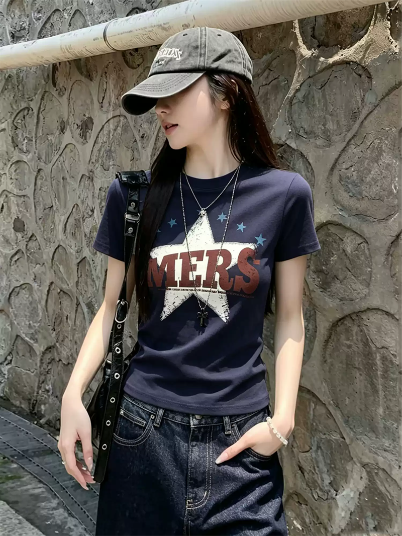 BY27664# 纯棉正肩短袖T恤女印花 服裝批發女裝批發服飾貨源