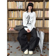 批发官图 21支<b class='q'>纯棉</b>-210克 秋装长袖<b class='q'>T</b><b class='q'>恤</b>女宽松上衣印花