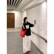 官图 21支纯棉-210克 秋装长袖T恤女宽松上衣印花