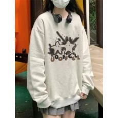 2026韩国华棉复合-薄款/加绒 秋冬装加绒圆领卫衣女印花宝宝绒