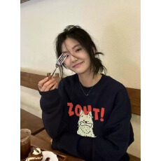 批发2026韩国 华棉复合-薄款/加绒 秋冬装加绒圆领<b class='q'>卫衣</b>女印花宝宝绒