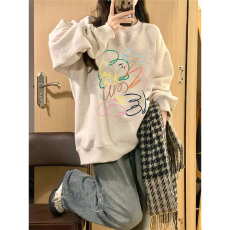 批发官图  华棉复合-薄款/加绒 秋冬装加绒圆领卫衣女印花<b class='q'>宝宝</b>绒