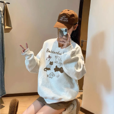 批发官图  华棉复合-薄款/加绒 秋冬装加绒圆领卫衣女印花<b class='q'>宝宝</b>绒